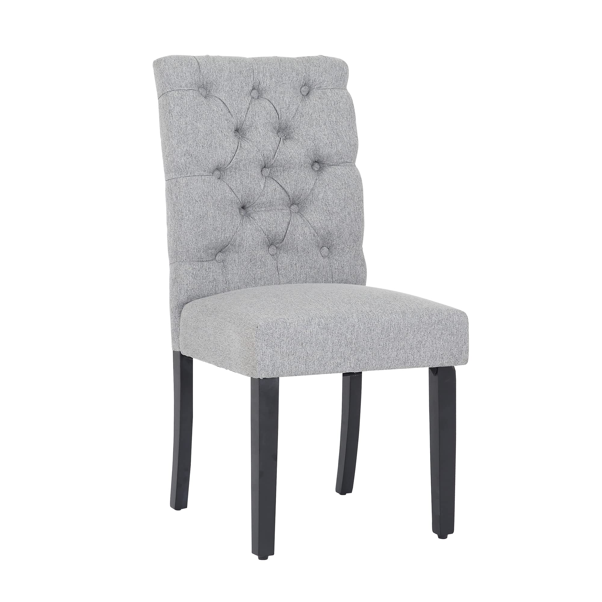 WestinTrends Hayes Tufted Dining Chairs - Linen Upholstered Kitchen & Dining Table Chairs with Solid Wood Legs in Gray | Perfect for Modern Farmhouse, Restaurant Style & Home Decor