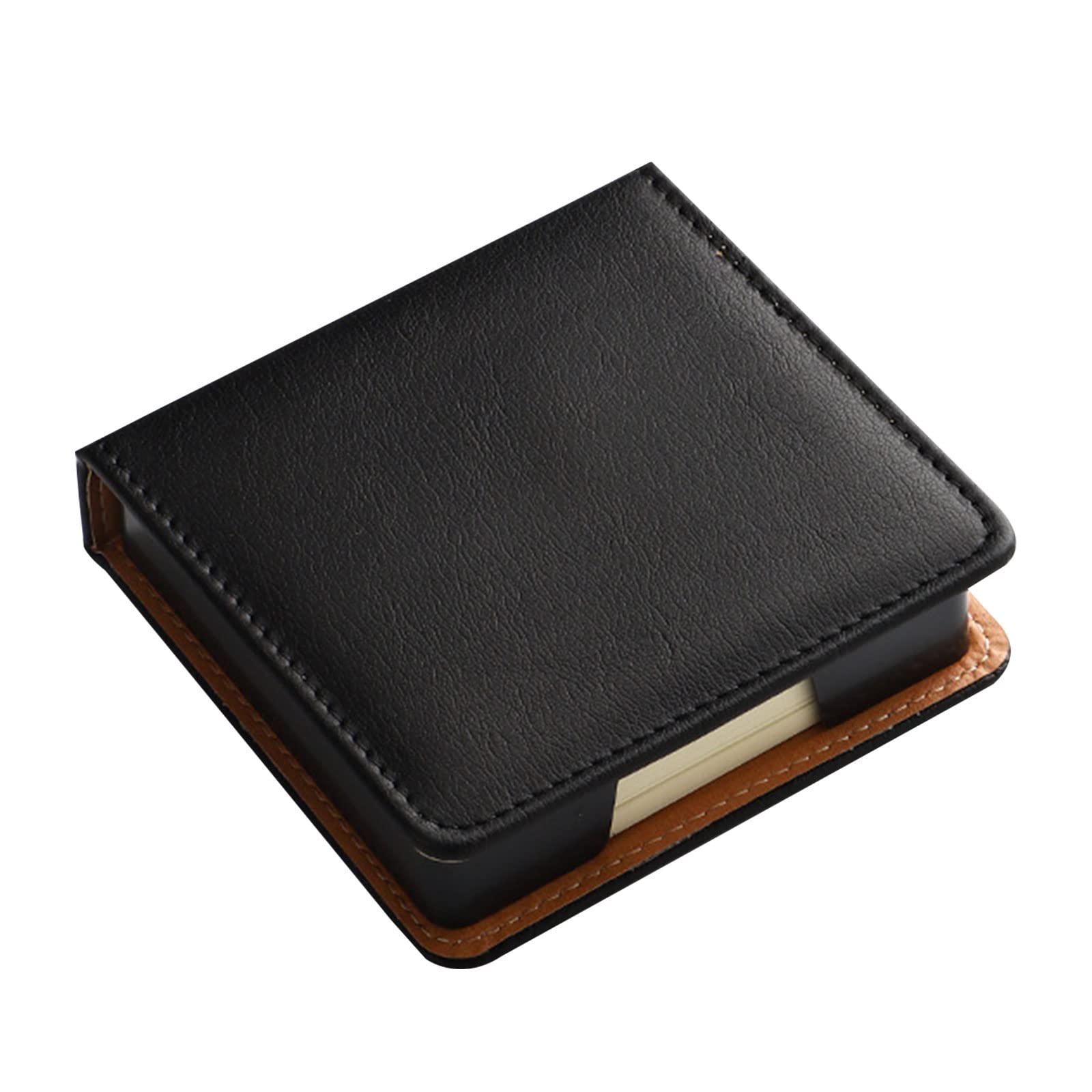 Premium Leather Note Pad Holder with Lid - Sticky Notes Dispenser & Name Card Organizer for Office, School, and Desk Use - Durable Memo Pad Storage Box for Daily Organization
