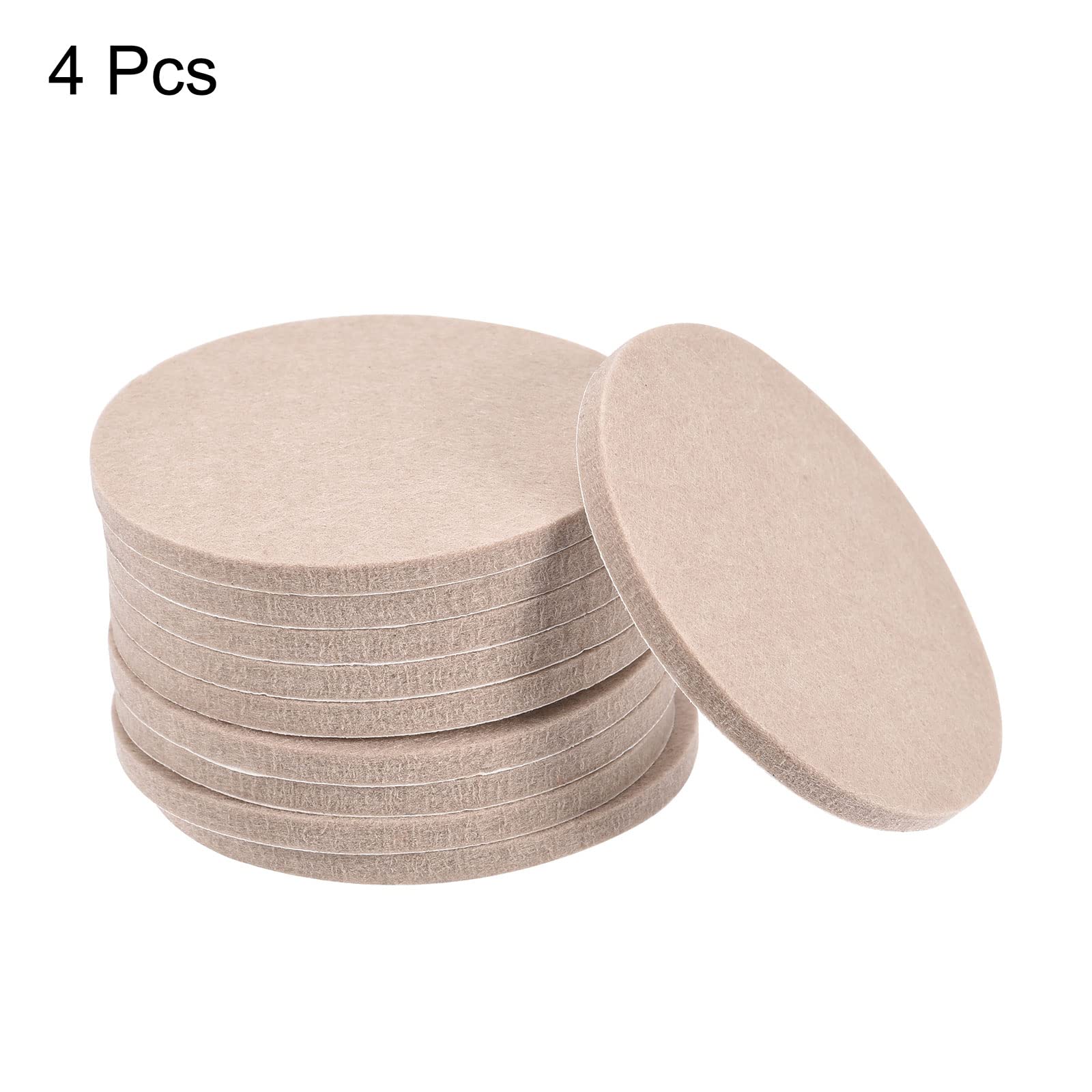 uxcell 75mm Self-Adhesive Non-Slip Felt Pads for Furniture - 4 Pack Round Anti-Scratch Floor Protectors for Cabinets, Chairs & Tables (Beige) | Perfect for Hardwood Floors & Tile Protection
