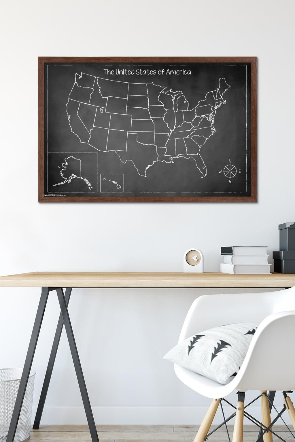 Trends International Chalk Map - USA Wall Poster, 22.375