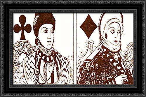 Heorhiy Narbut Black Ornate Wood Framed Canvas Art - 24x16 Playing Cards Wall Decor for Game Room, Man Cave or Vintage Style Home Decor