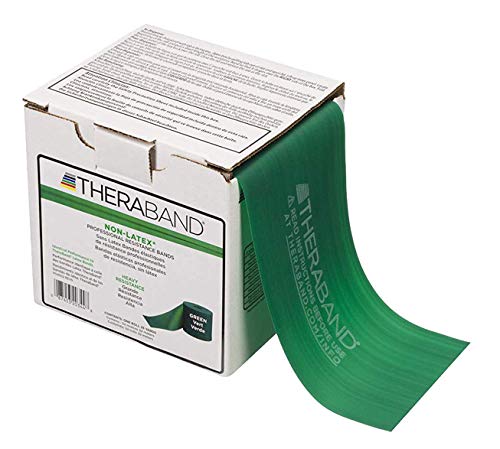 THERABAND Resistance Band 25 Yard Roll - Heavy Green Non-Latex Exercise Bands for Strength Training, Physical Therapy & Pilates | Professional Elastic Bands for Upper & Lower Body Workouts, Rehab & Home Gym | Includes Dispenser Box (Intermediate Level 1) - Perfect for Home Fitness, Physical Therapy & Cross Training
