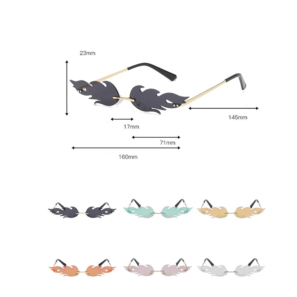 Fire Flame Sunglasses Unisex Rimless Wave Glasses - Stylish UV Protection Eyewear for Party, Beach, and Outdoor Adventures