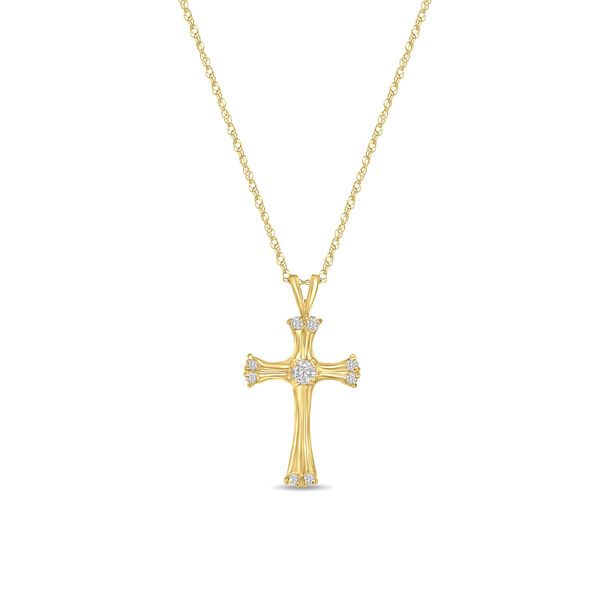Celtic Irish Style Diamond Cross Pendant - 0.15cttw 14K Yellow Gold Jewelry for Women - Perfect for St. Patrick's Day, Weddings & Special Occasions