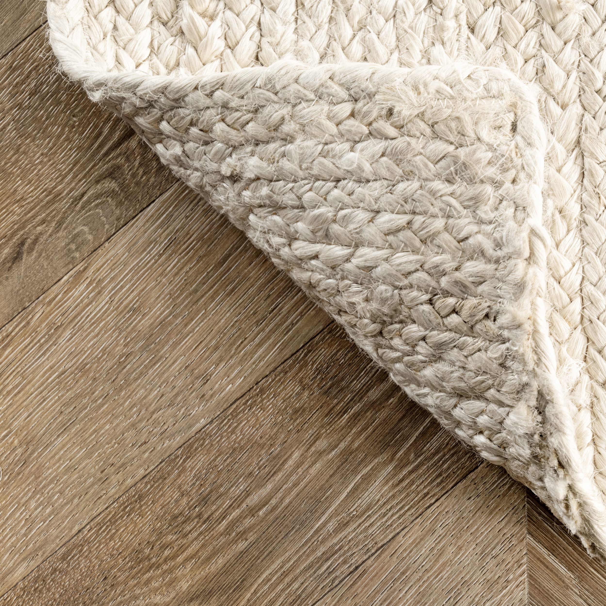 nuLOOM 5x8 Rigo Jute Hand Woven Natural Fiber Area Rug - Off White Solid Farmhouse Design for Bedroom, Living Room, Dining Room, Hallway, Office, Kitchen & Entryway | Eco-Friendly Home Decor & Cozy Floor Covering