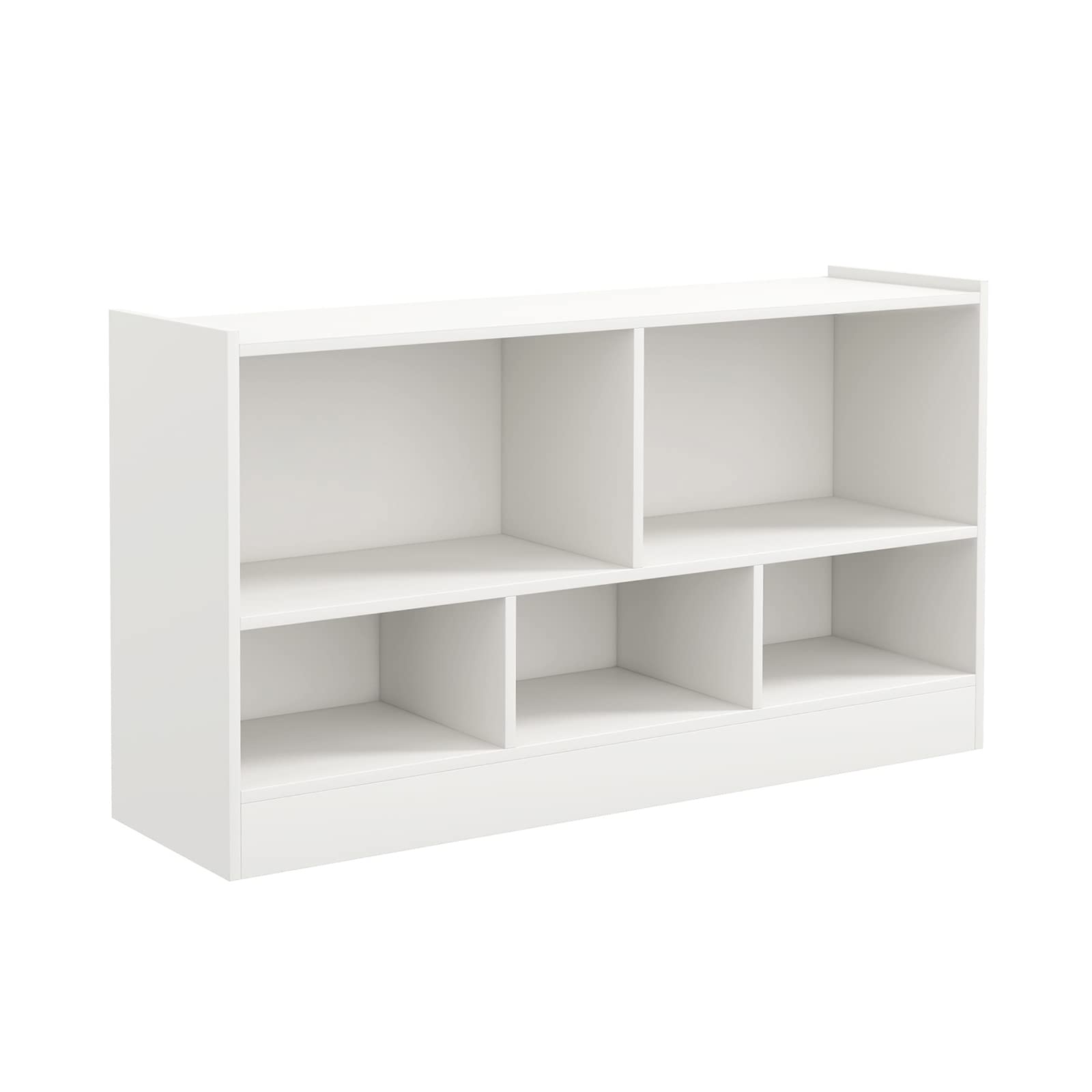 IFANNY 2-Tier Wooden Toy Storage Organizer & Kids Bookshelf - 5 Cube Bookcase for Toys, Books & Storage - White Nursery Shelf for Playroom, Classroom, Bedroom - Perfect for Organizing Kids' Toys, Books & Learning Supplies