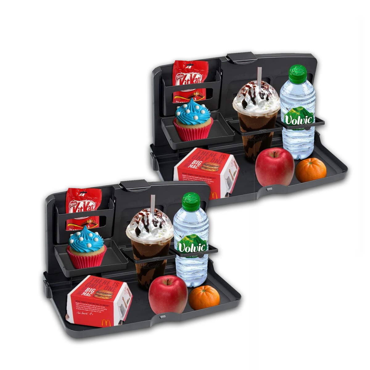 Zento Deals Multipurpose Car Tray Organizer - Portable Auto Desk for Eating, Working & Storage (Black) | Perfect for Road Trips, Commuting & Family Travel