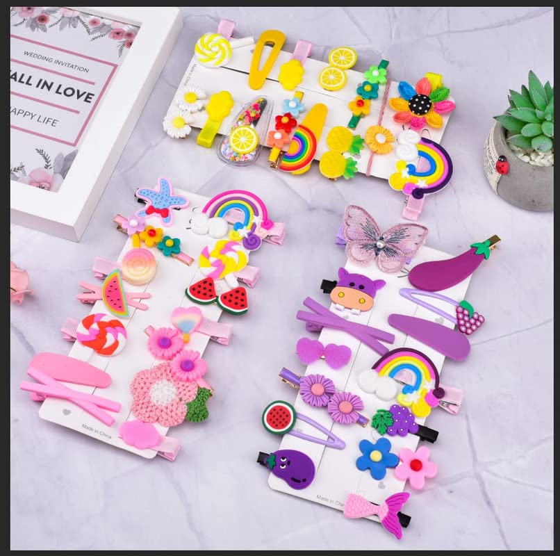 BELICIA Baby Hair Clips for Girls - 14PCS Cute Rainbow Cartoon Hairpins & Barrettes for Toddlers - Non-Slip Hair Accessories for Kids, School, Parties & Daily Styling
