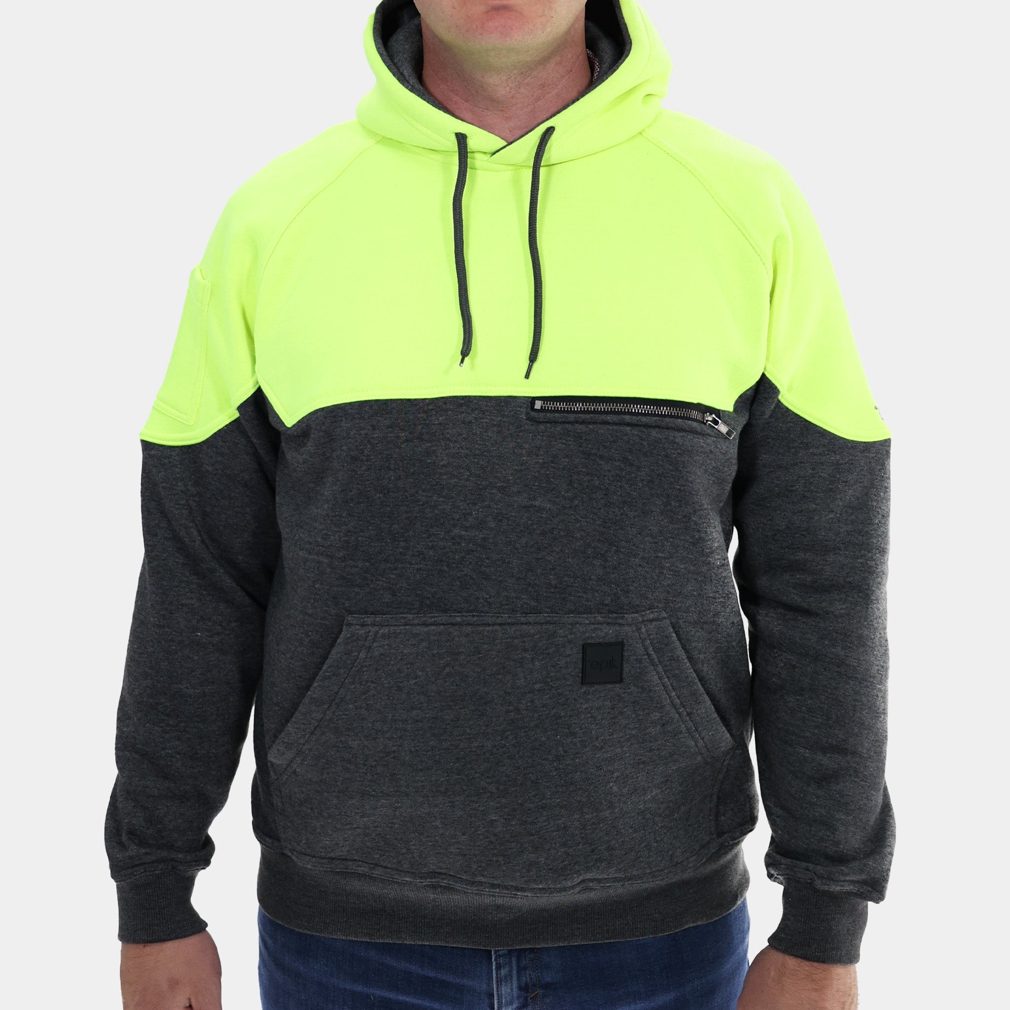 High Visibility Peak Hoodie - Bright Yellow Safety Jacket for Outdoor Work, Running & Cycling | Reflective & Weatherproof