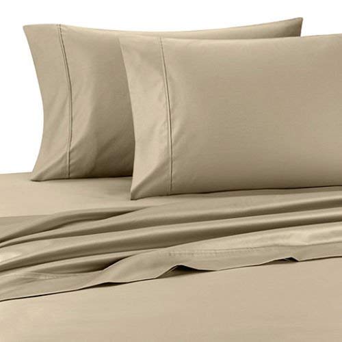 600 Thread Count 100% Cotton Waterbed Sheets Queen Size - 12 Inch Deep Pocket Fitted Sheet Set (4-Piece) - Ultra Soft Luxury Hotel Quality Bedding in Taupe - Perfect for Waterbeds, Guest Rooms & Spa Retreats