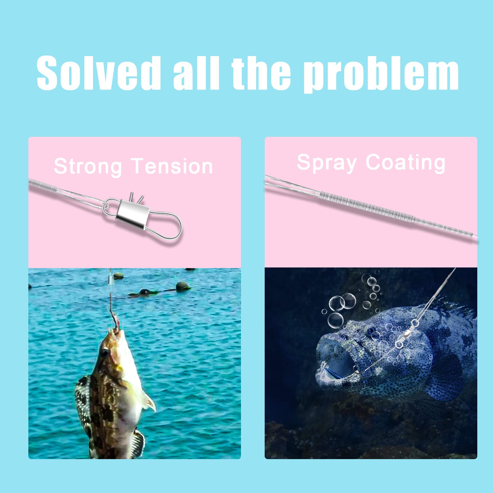 90pcs Stainless Steel Fishing Leaders with Swivel Buckles - Saltwater & Freshwater Fishing Wire for Lures & Hooks (Silver) | Ideal for Bass, Trout, and Saltwater Game Fish