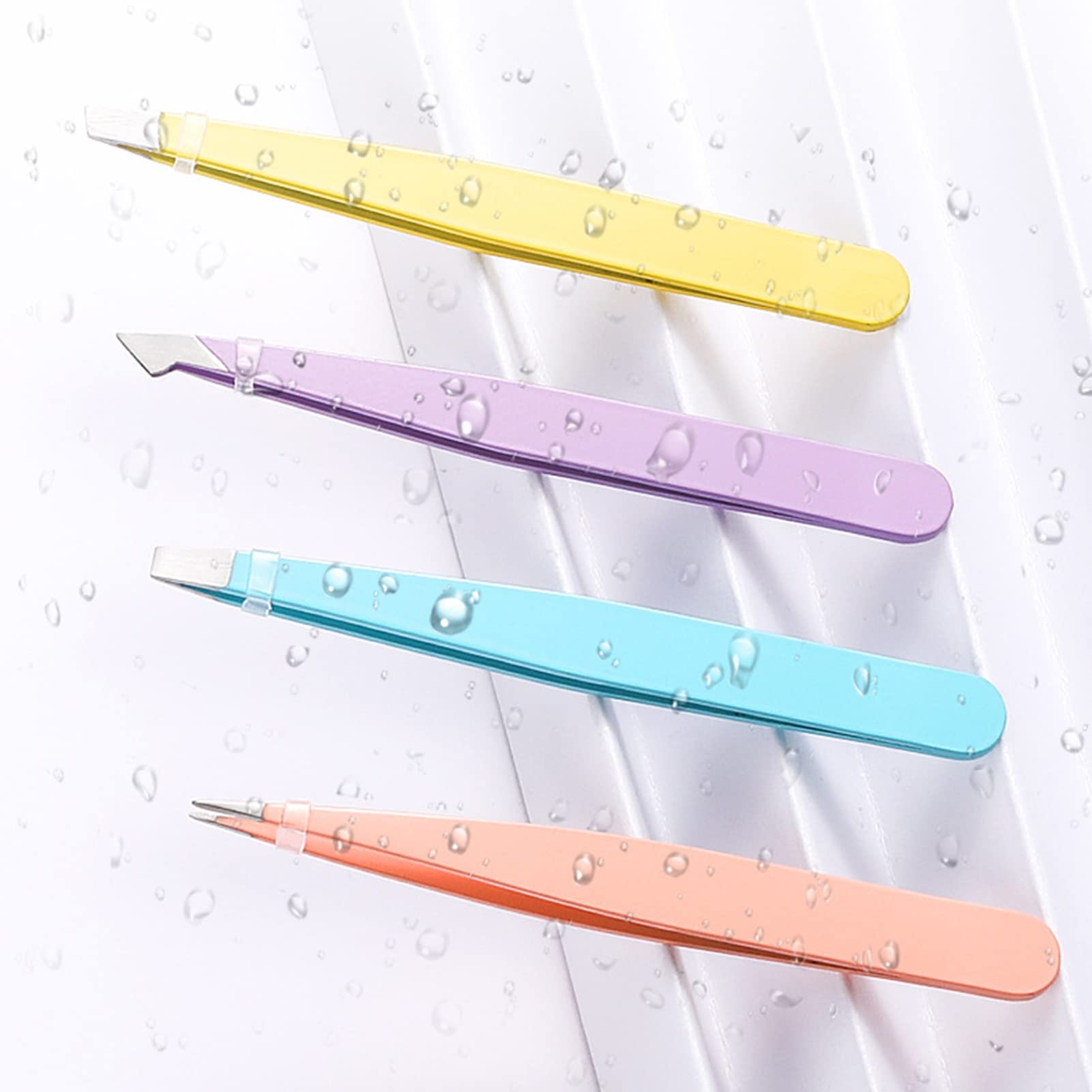 1 Set Stainless Steel Eyelash Tweezers - Anti-Rust, Slant Tip Design with Storage Bag - Precise Makeup Tool for False Lashes Application & Eyebrow Grooming - Perfect for Home, Salon, and Travel Use