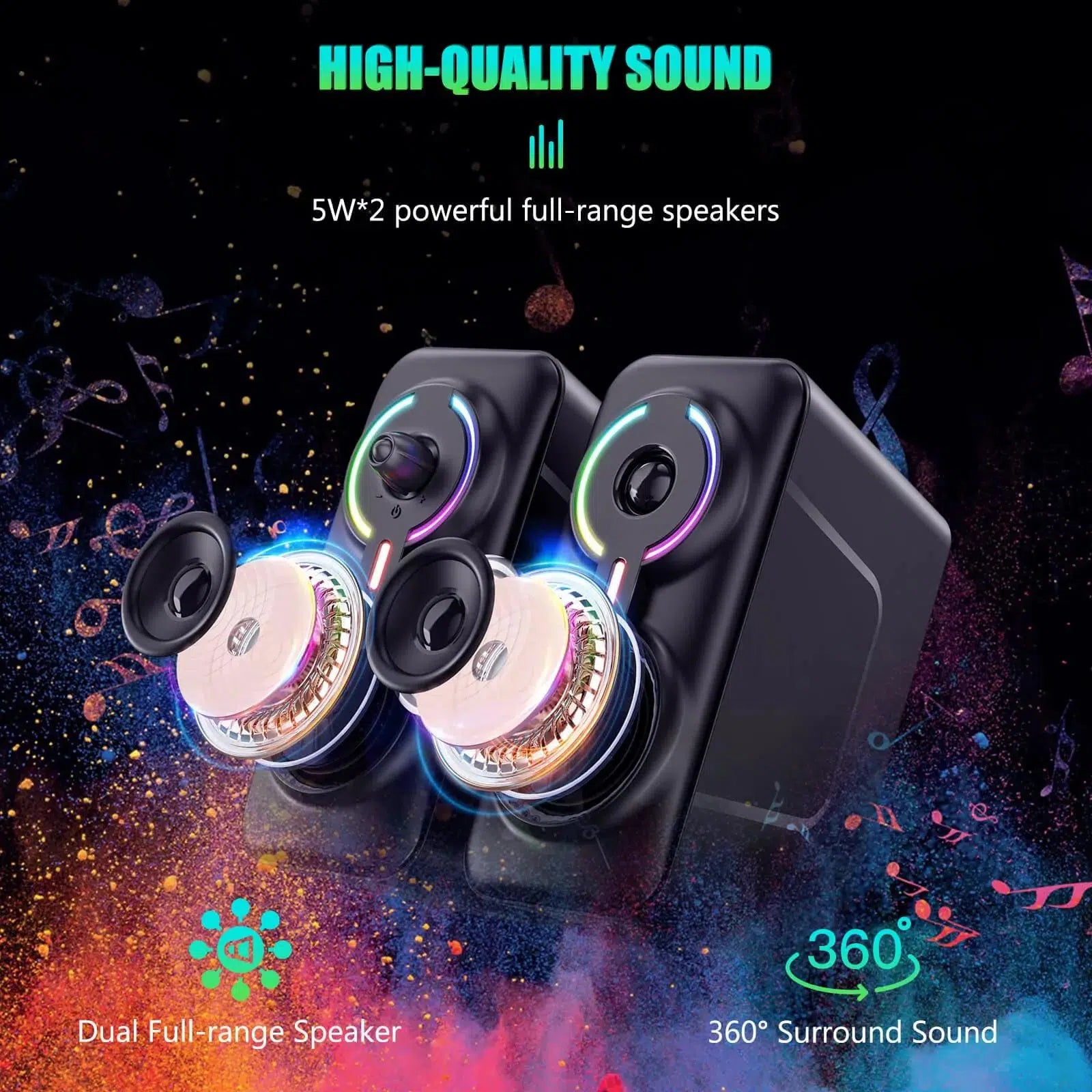 ONIKUMA L6 Wireless Bluetooth 5.0 Gaming Speaker with AUX Input - High-Quality Sound for PC, PS5, Xbox Gaming & Home Entertainment