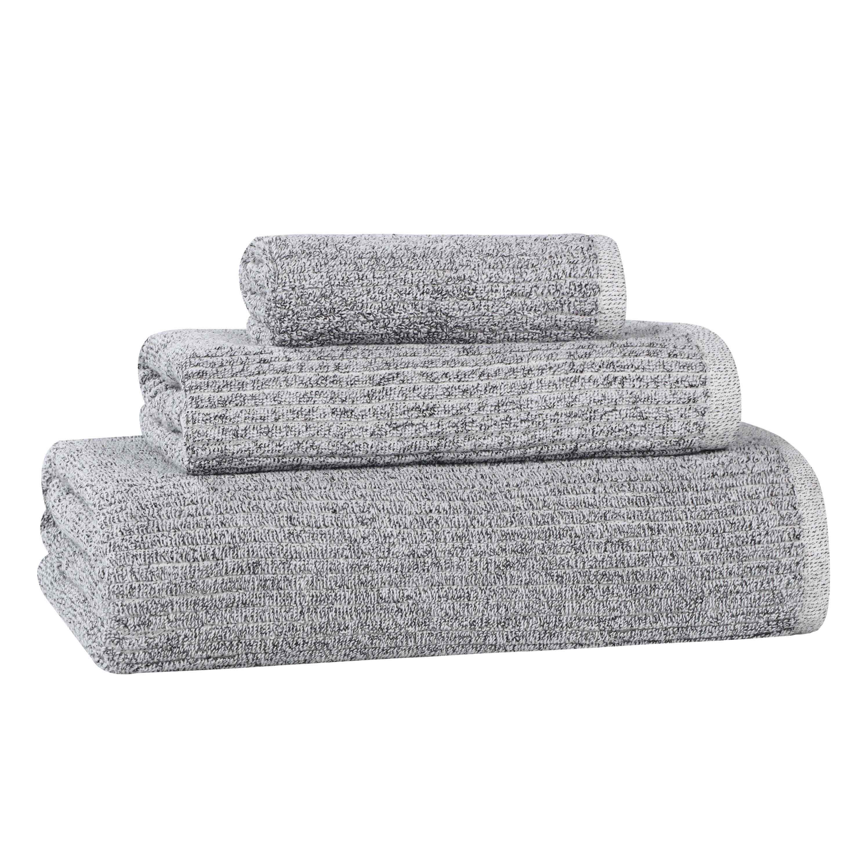 Premium 3-Piece Cotton Blend Ribbed Towel Set - Soft, Absorbent & Quick-Drying Bath Towels for Spa, Gym & Luxury Home Use