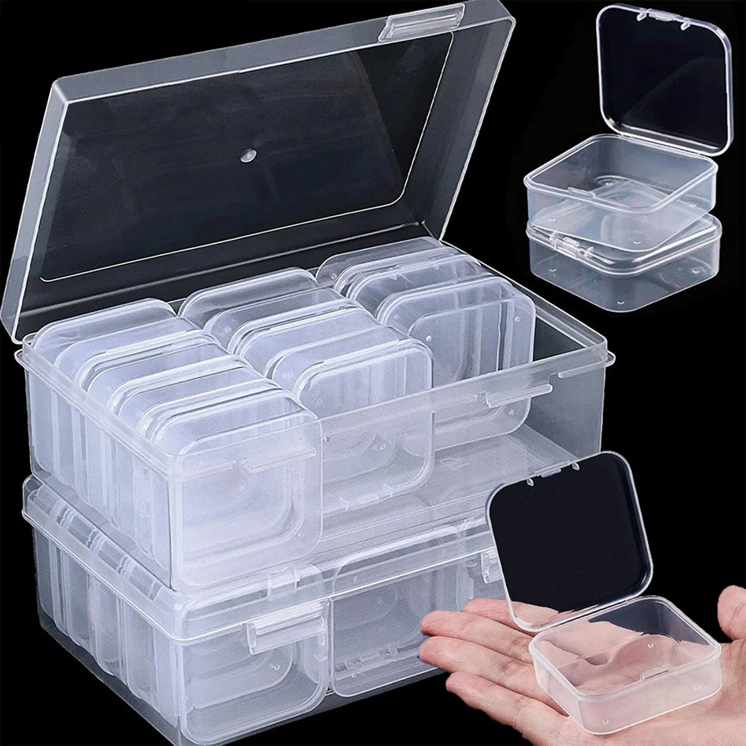 2 Pack Clear Mini Plastic Bead Organizer Boxes - 13 Compartment Transparent Storage Containers with Lids for Jewelry Making, Craft Beads & DIY Accessories Organization - Perfect for Craft Rooms, Travel & Home Storage