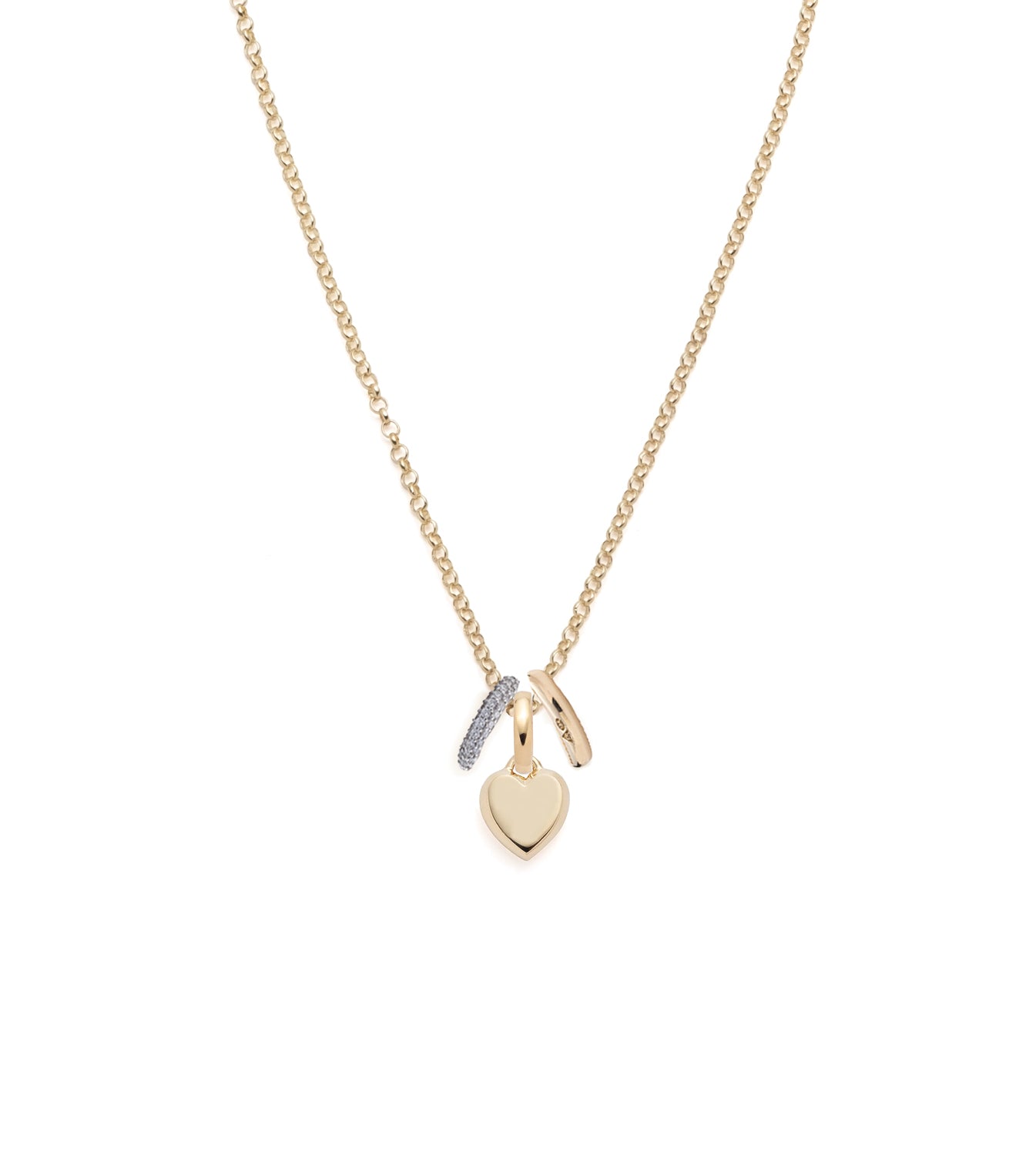 Petite Heart Ingot & Gold Pave Oval Heartbeat Necklace - Dainty Belcher Chain Jewelry for Women | Perfect Gift for Valentine's Day, Anniversary & Romantic Occasions