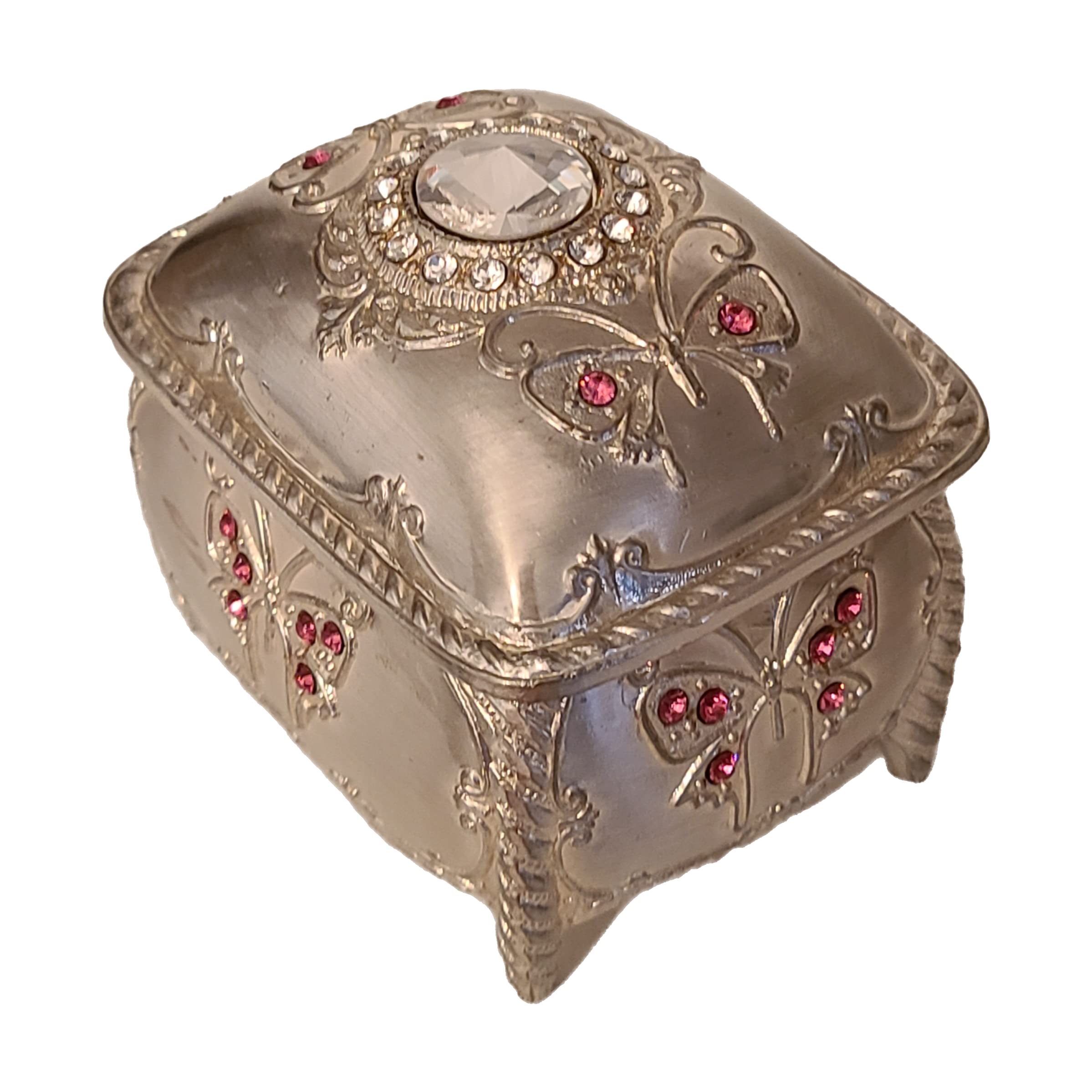 Elegant Silver & Pink Jeweled Music Box with Austrian Crystals - Phantom of the Opera Musical Jewelry Storage - Perfect for Gift Giving, Home Decor & Collectibles