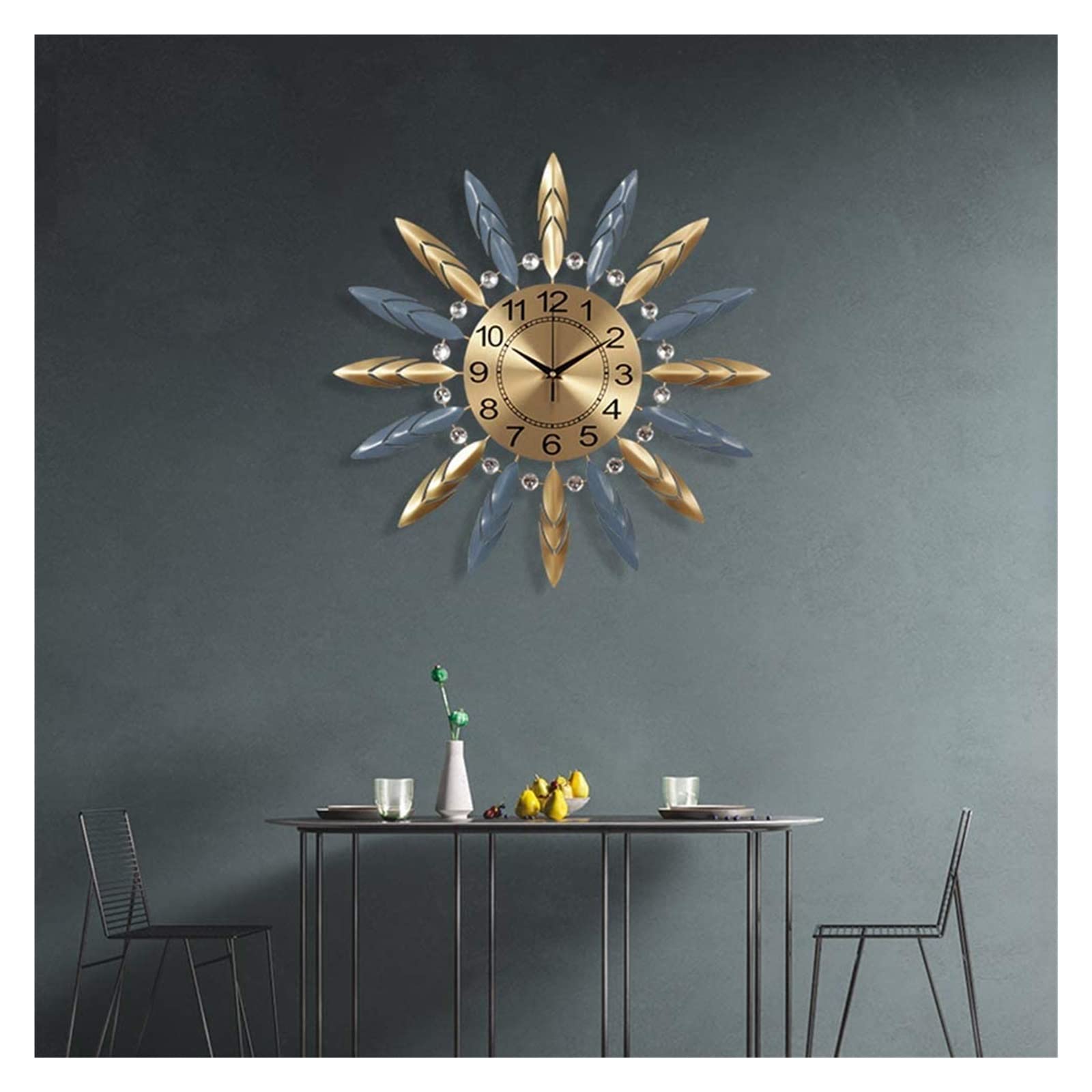 3D Sunburst Metal Wall Clock - Silent Non-Ticking Modern Quartz Decoration for Living Room, Bedroom & Office | Large Contemporary Home Decor