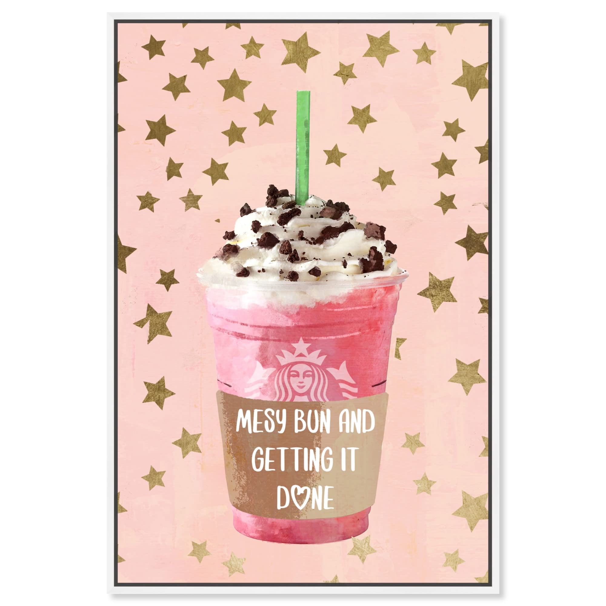 Oliver Gal Artist Co. 'Star Bright Drink' Framed Canvas Wall Art - Bar & Coffee Shop Decor, Perfect for Home, Office, or Restaurant Ambiance