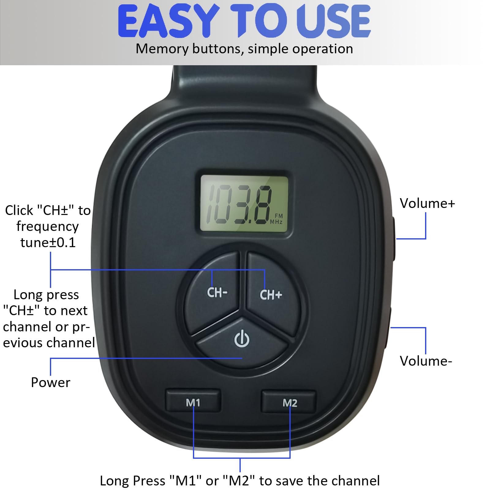 Portable FM Radio Headphones with LED Display - Lightweight Wireless Headset with Soft Ear Cushions for Walking, Jogging, Gym & Office Use - Clear Reception FM Receiver (AAA Batteries Not Included)