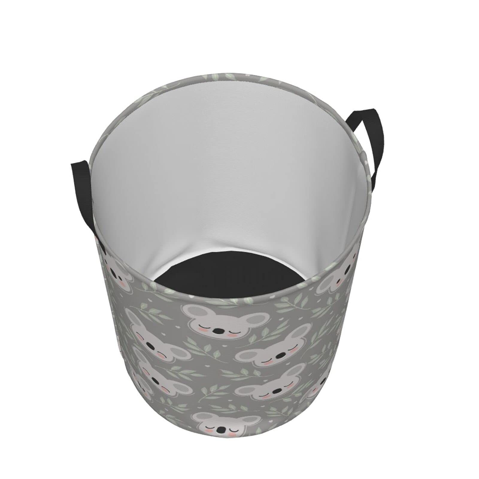Foldable Waterproof Laundry Hamper with Handle - Large Collapsible Storage Basket for Clothes, Toys & Bathroom Organization | Cute Koala Leaves Design for Home, Dorm & Travel Use