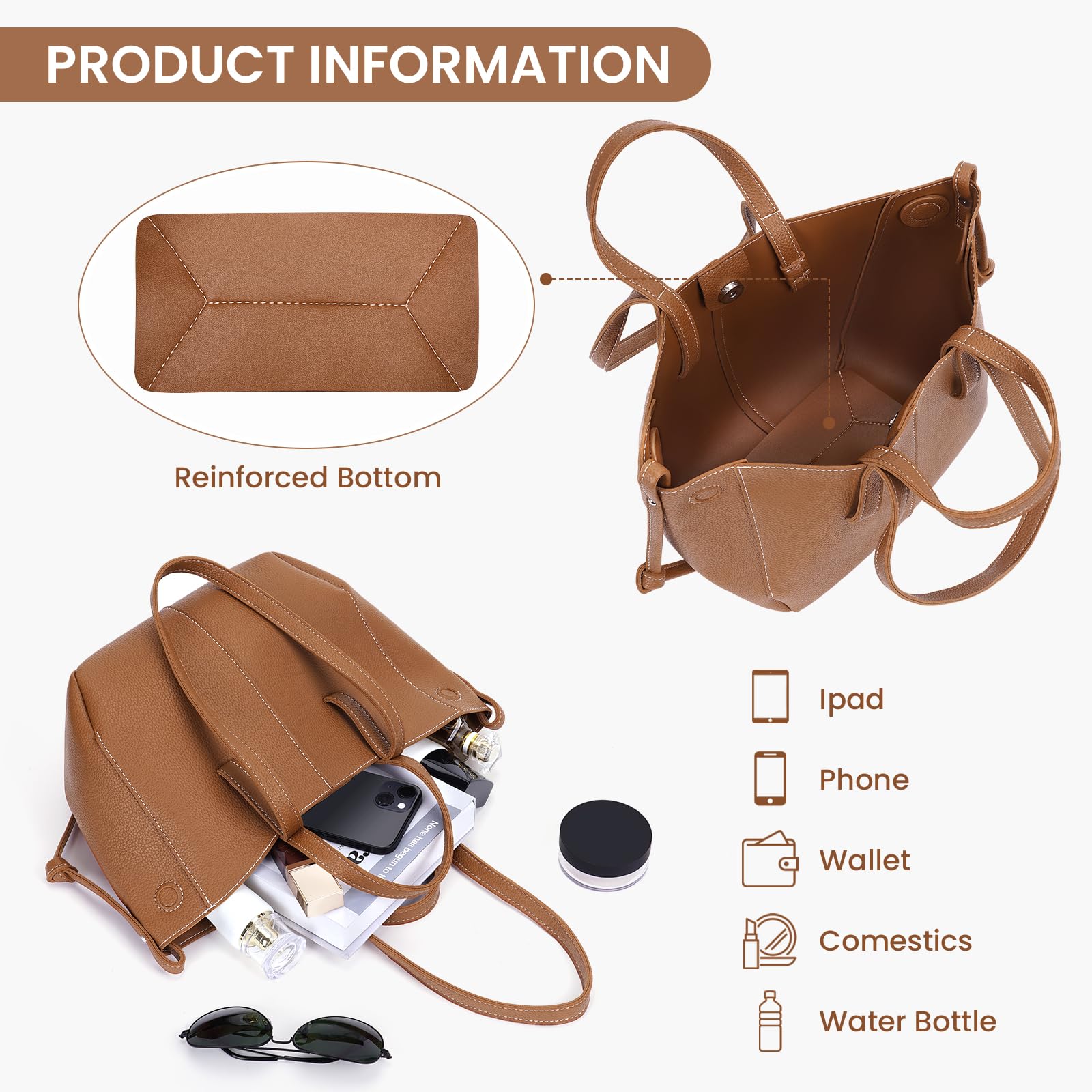 Stylish Faux Leather Tote Bag for Women - Trendy Work Handbag with Magnetic Closure, Elegant Shoulder Purse | Perfect for Office, Travel & Everyday Use