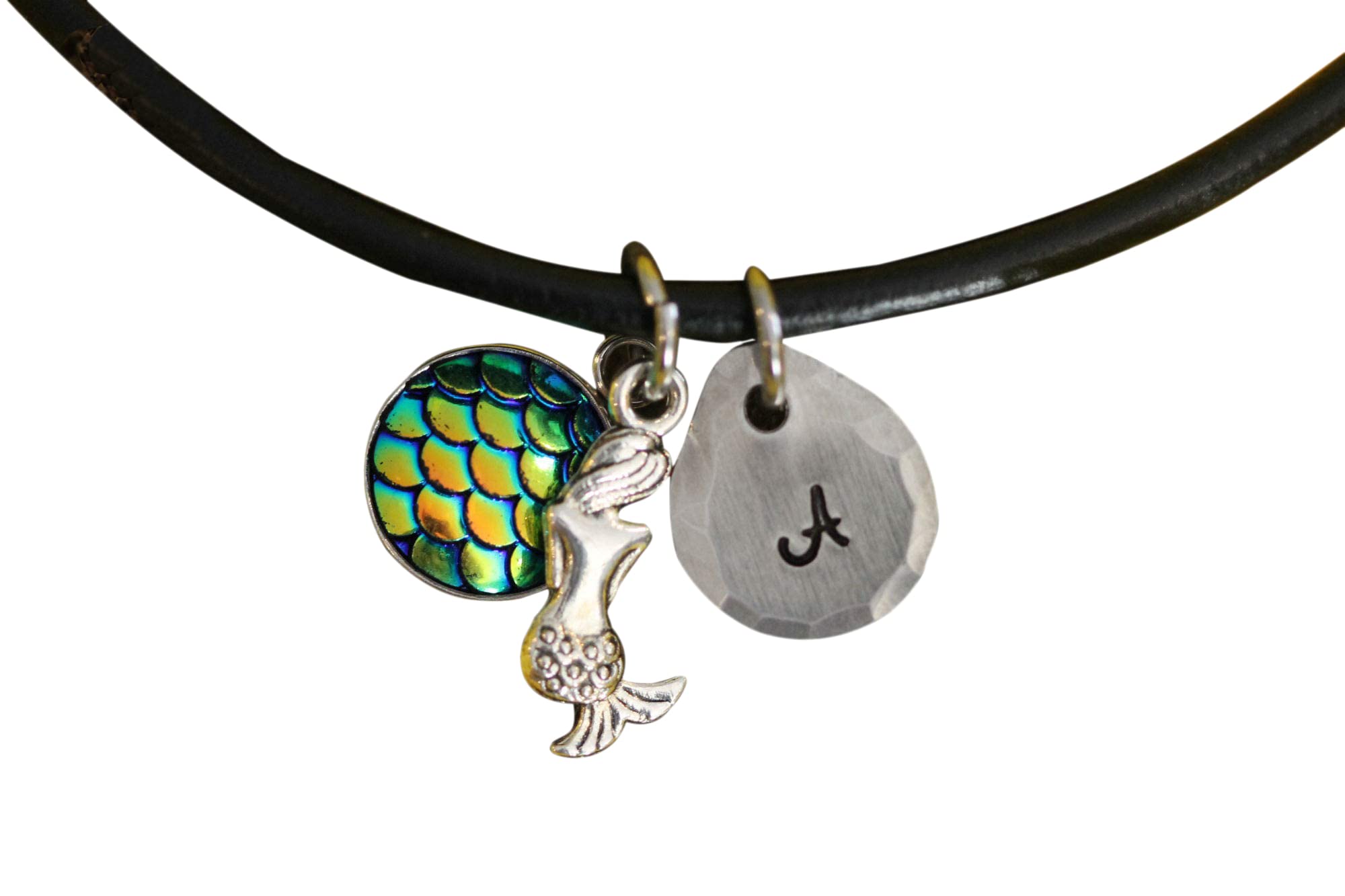 Mermaid Initial Necklace - Personalized Mermaid Charm Pendant for Ocean Lovers - Beach Themed Jewelry Gift for Women & Girls - Fantasy Necklace for Good Luck - Perfect for Birthdays, Beach Vacations & Mermaid Theme Parties