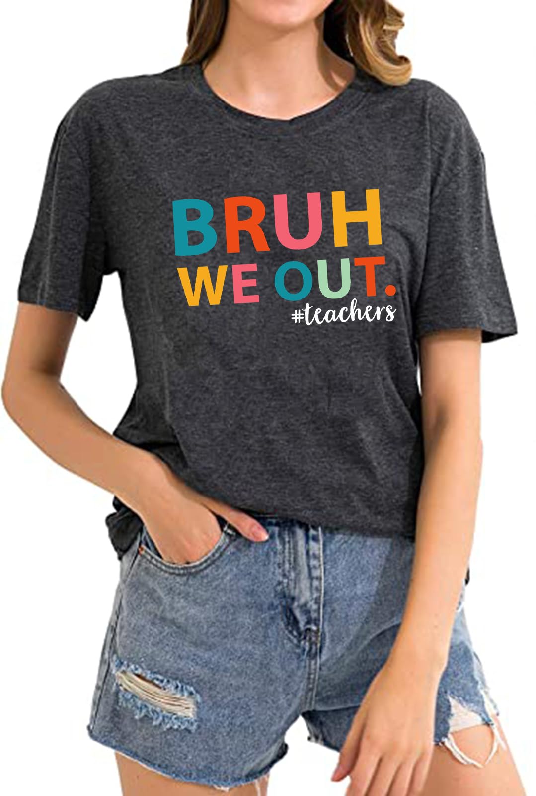 Bruh We Out Last Day of School T-Shirt for Women - Funny Teacher Appreciation Gift - Comfortable Cotton Tee for Classroom Celebrations & End of Year Parties