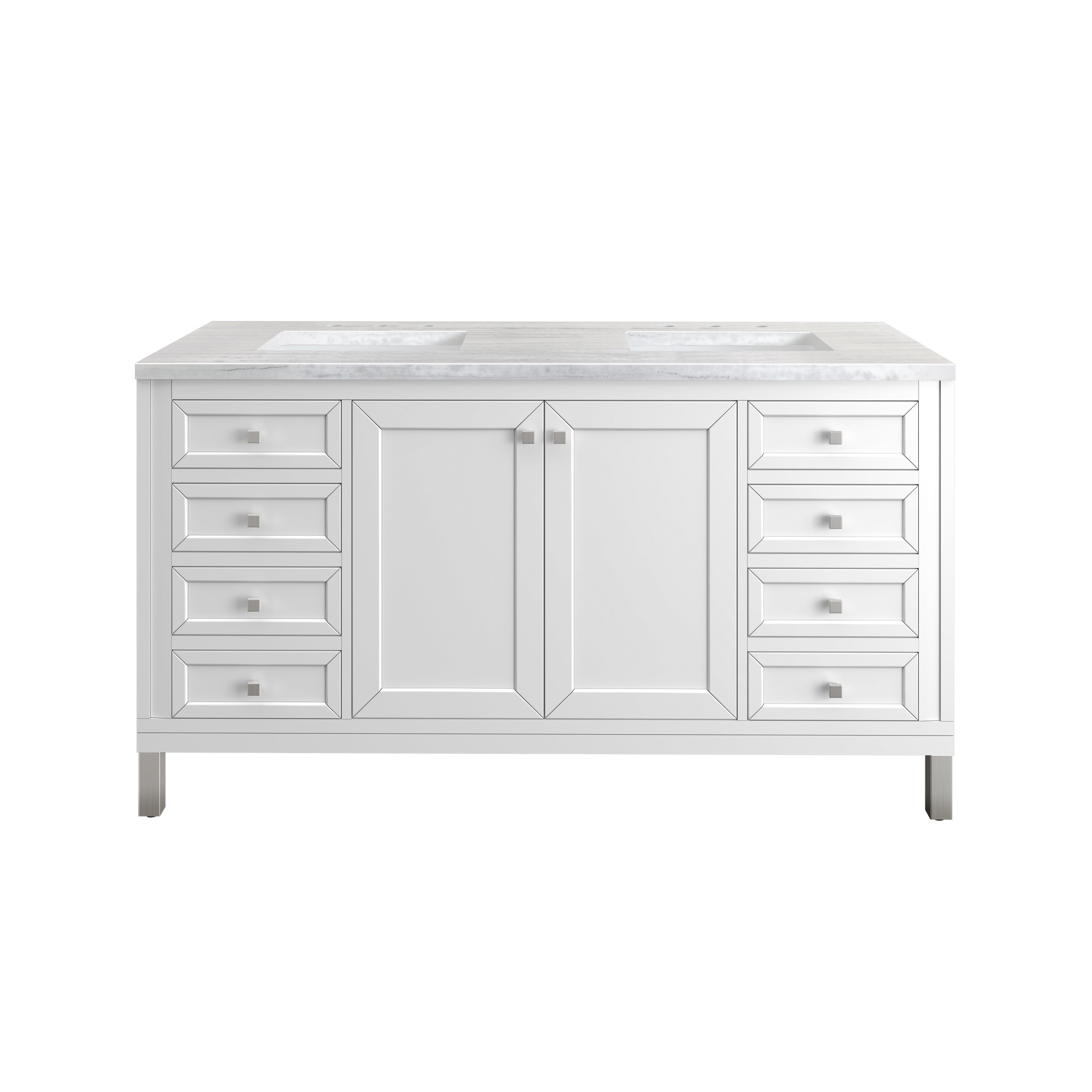 Chicago Knobs and Legs Set for V60 in Brushed Nickel - Premium Cabinet Hardware for Kitchen & Bathroom Renovation