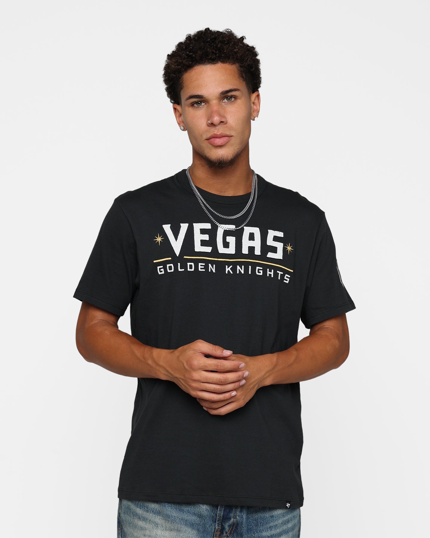 47 Brand Vegas Golden Knights Flint Black T-Shirt for Men - Official NHL Fan Apparel - Perfect for Game Day & Casual Wear