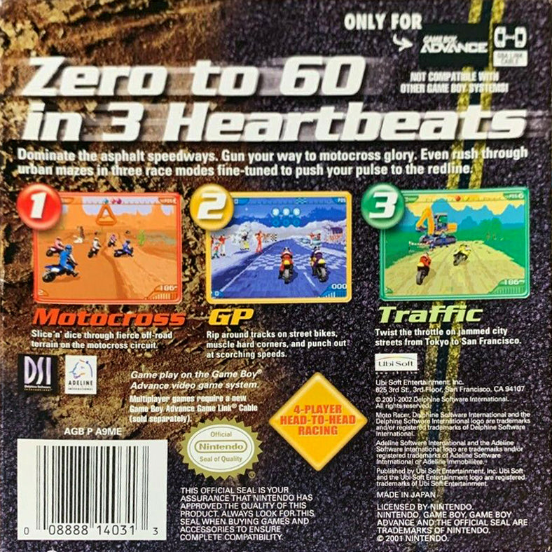 Moto Racer Advance - High-Speed Racing Game for GBA | Portable Motorcycle Adventure | Perfect for Commuting & Travel Entertainment