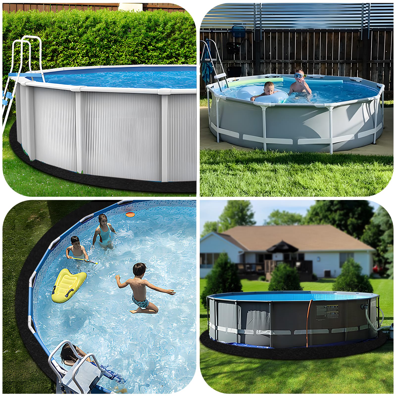 18 FT Round Pool Liner Pad - Heavy Duty Under Pool Padding for Above Ground Pools | Puncture Resistant, Durable & Eco-Friendly Black Pool Base Protector | Perfect for Backyard, Garden & Outdoor Swimming Pool Protection