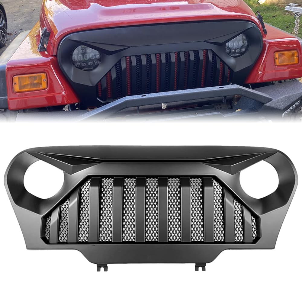 Matte Black Vader Style Grill for Jeep Wrangler TJ & Gladiator (1997-2006) - Heavy Duty Mesh Insert - Off-Road & Street Style Upgrade