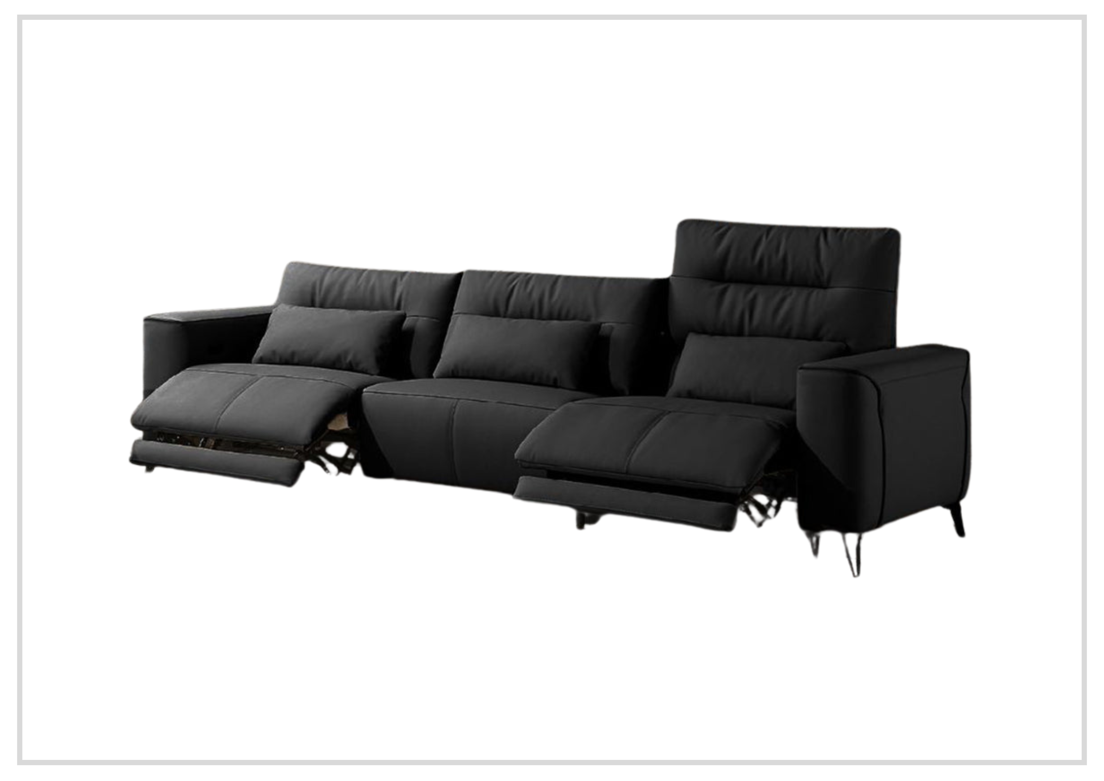 Klaussner Alessandro 3-Seater Leather Power Recliner Sofa with Extended Footrest - Comfortable Electric Reclining Couch for Living Room, Home Theater & Family Relaxation