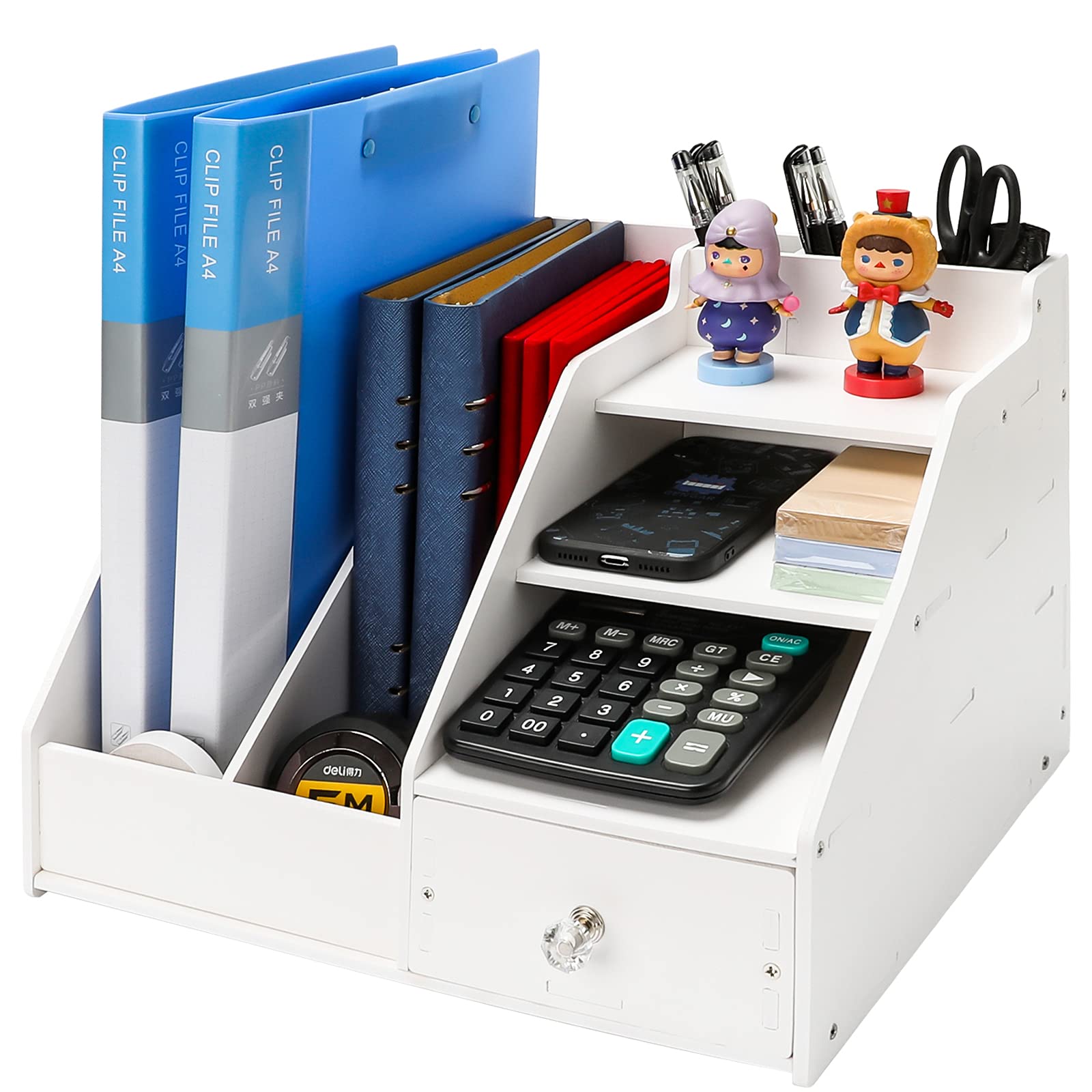Insdawn Desk Organizer Set - Office File Organizer with Drawer, Paper Storage Tray, Magazine & Mail Holder for Desktop - Perfect for Home Office, School, and Workspace Organization