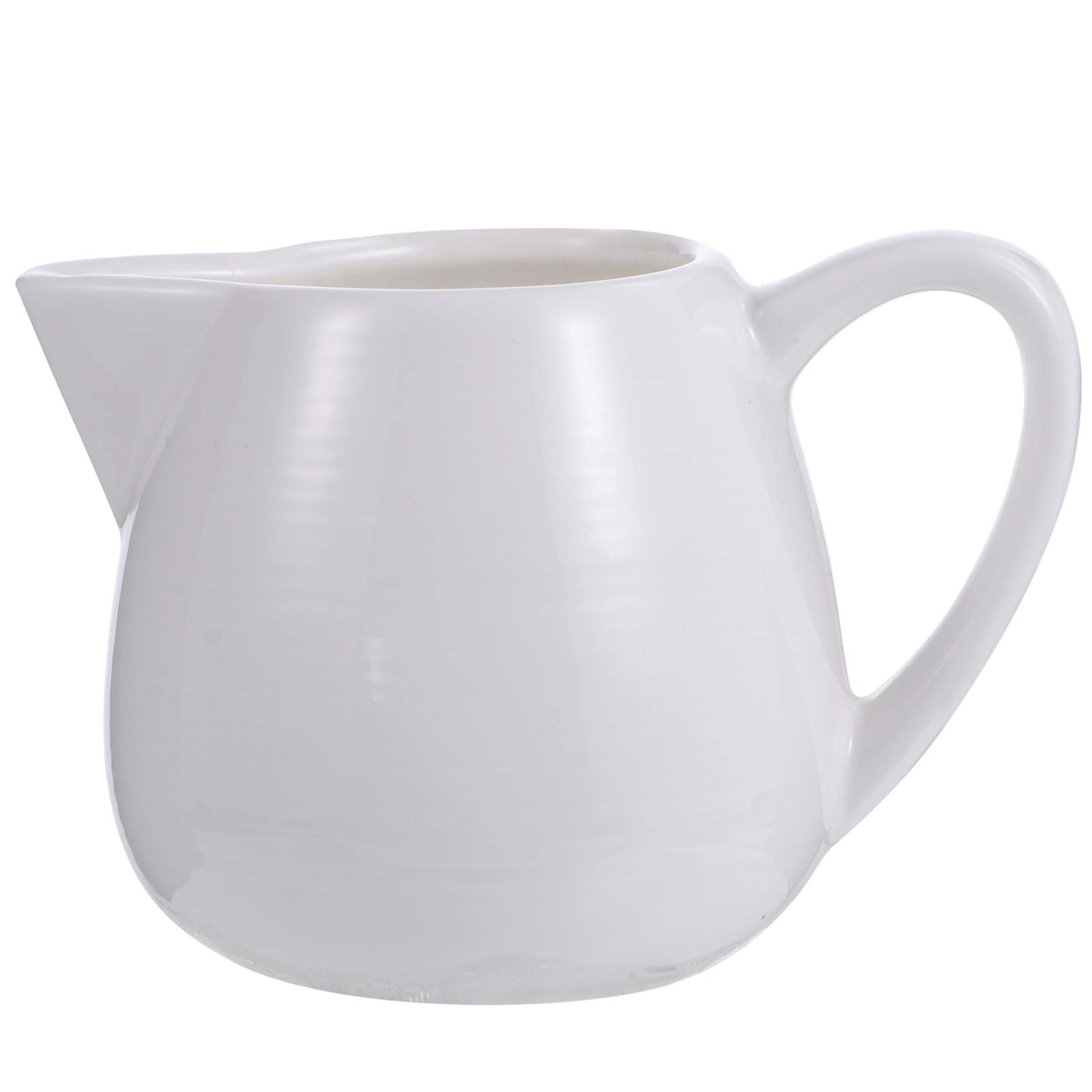 Premium Ceramic Coffee Creamer Pitcher with Handle - Small Side Dishes & Gravy Boat for Kitchen - Clear Glass Coffee Mugs - Perfect for Latte Art, Tea Service & Dining Table Presentation