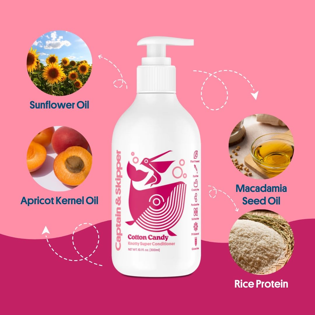 Captain & Skipper Super Knotty Conditioner for Kids - Detangling & Moisturizing Hair Treatment for Thick, Knotted, or Curly Hair | Sulfate-Free, Dye-Free, Paraben-Free | Perfect for Daily Use, Swim Days & Bedtime Hair Care