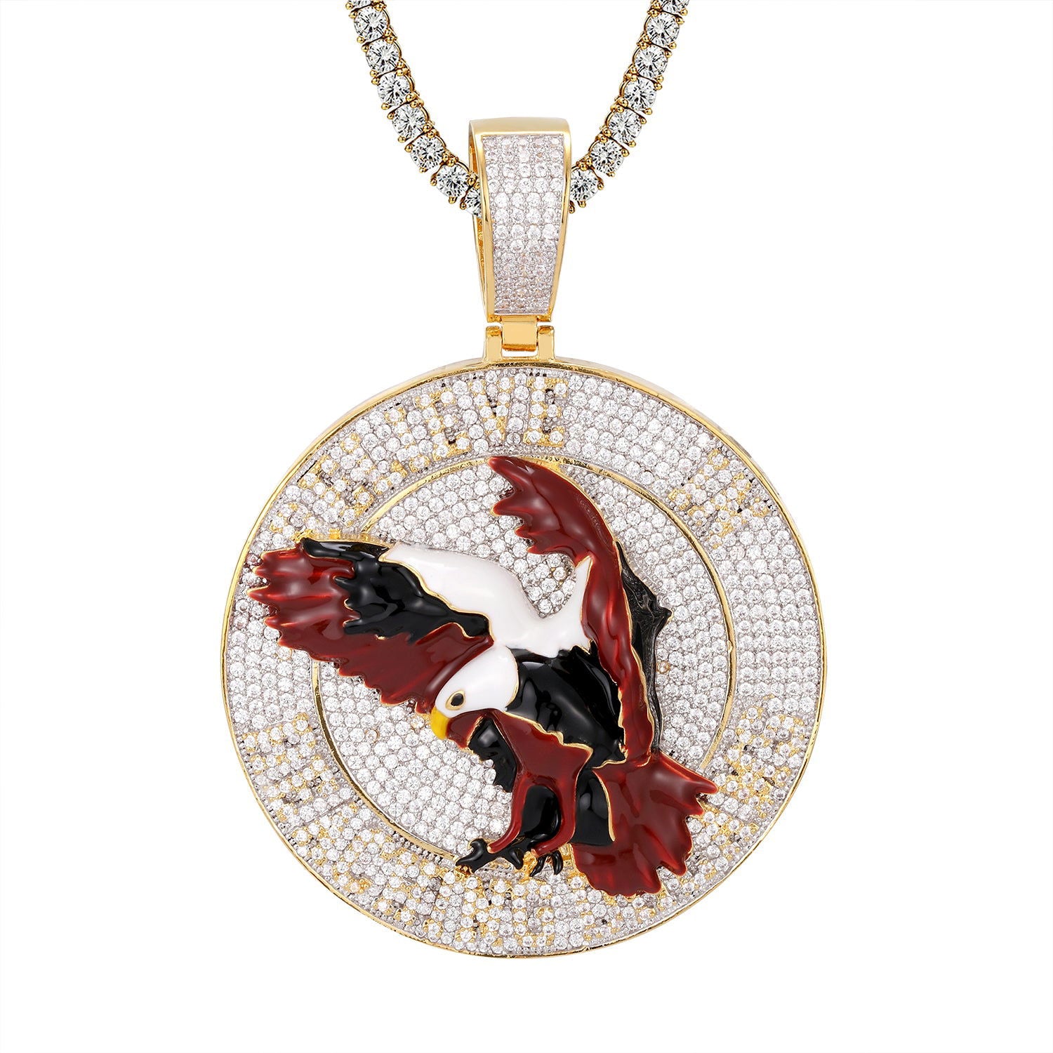 Gold Tone Icy Flying Eagle Pendant Necklace - Inspirational Jewelry for Reaching Dreams | Perfect for Gifts, Daily Wear & Special Occasions