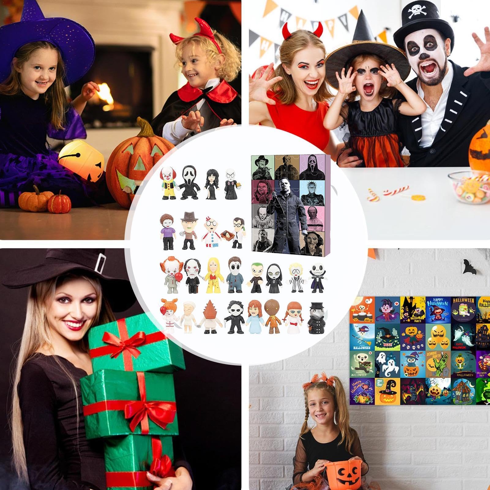 Halloween Countdown Calendar with 24 Spooky Surprise Dolls & Horror Movie Figures | 24-Day Advent Calendar for Halloween Party Decorations & Gift Giving