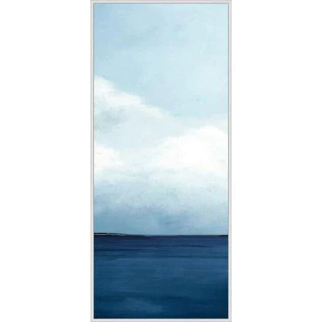 Calm Horizon Panel 2 Canvas Wall Art With Silver Floater Frame - Modern Abstract Landscape Painting for Living Room, Bedroom & Office Decor