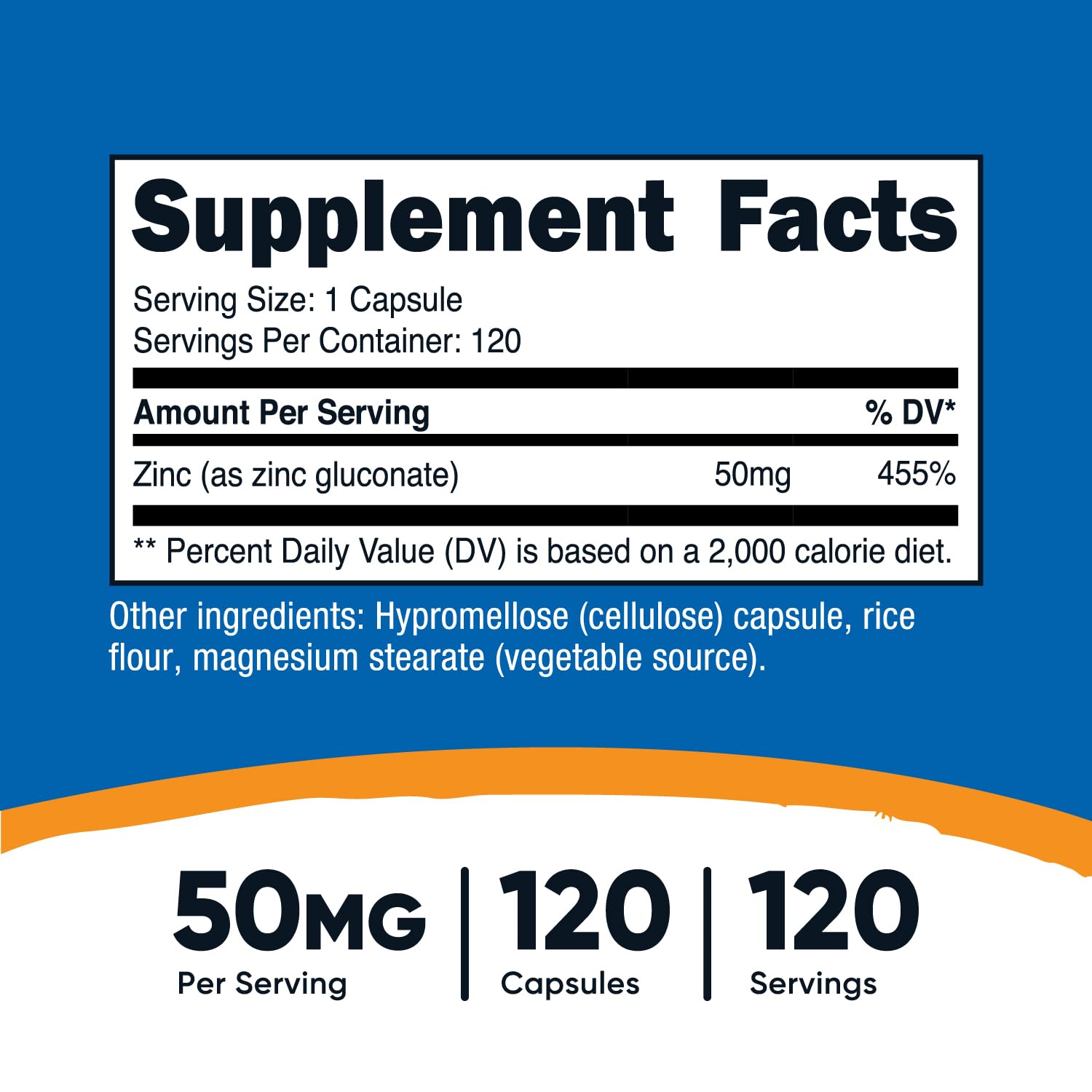 Nutricost Zinc Gluconate 50mg - 120 Vegetarian Capsules | Gluten Free, Non-GMO Supplement for Immune Support & Skin Health | Daily Wellness & Vegan Nutrition