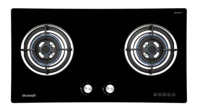 Brandt TG2282BBP 2-Burner Built-In Gas Hob with Battery Ignition - Perfect for Modern Kitchens & Outdoor Cooking