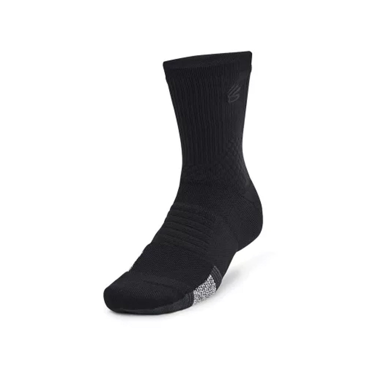 Curry AD Playmaker Mid Basketball Socks 1-Pack Black - Performance Cushioned Socks for Men & Women - Ideal for Basketball, Running, and Gym Workouts
