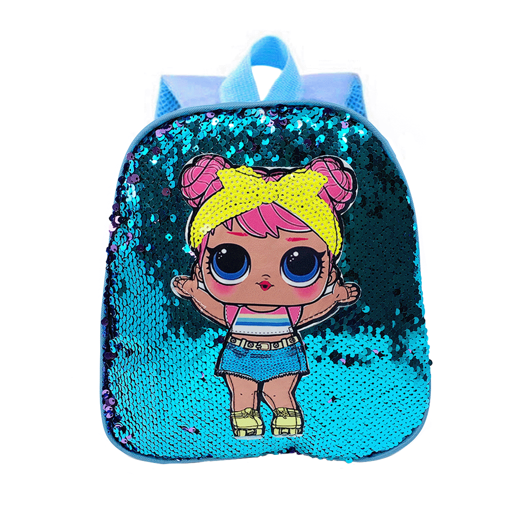 Sparkly Disco Doll Sequins Mini Backpack for Women - Blue Glitter Party Purse | Perfect for Nightclubs, Festivals & Costume Parties