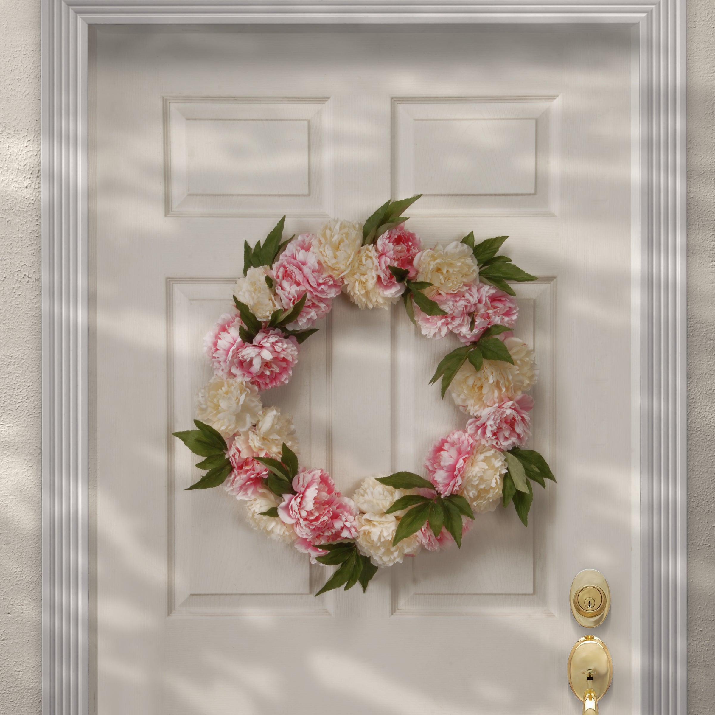24 Inch Spring Wreath with Pink White Peony Flowers and Greenery - Perfect for Front Door Decor, Easter Home Decorations and Spring Wedding Party Decor