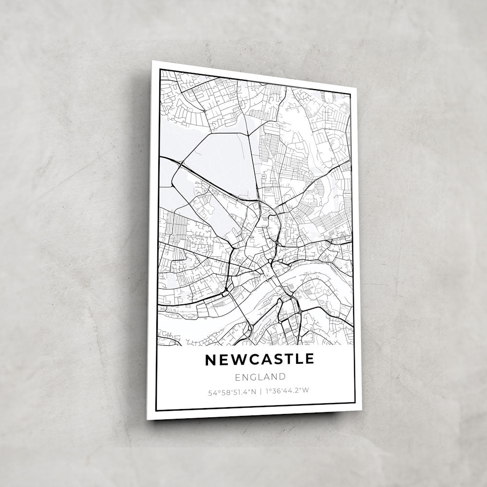 Newcastle Map Glass Wall Art - Premium Framed Cityscape Decor for Home & Office - Perfect for Living Room, Bedroom, or Office Wall Decor