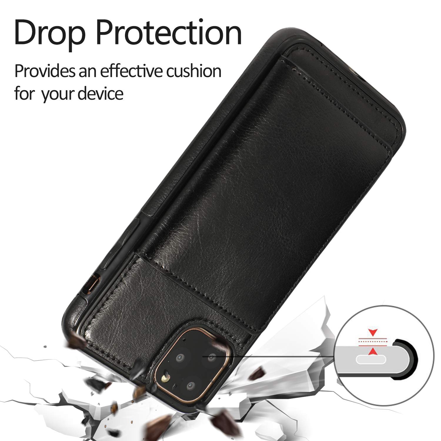Premium PU Leather Magnetic Wallet Case for iPhone 11 Pro Max (6.5 inch 2019) - Shockproof Flip Cover with Card Slots & Kickstand | Perfect for Daily Use, Travel & Business Protection (Black)