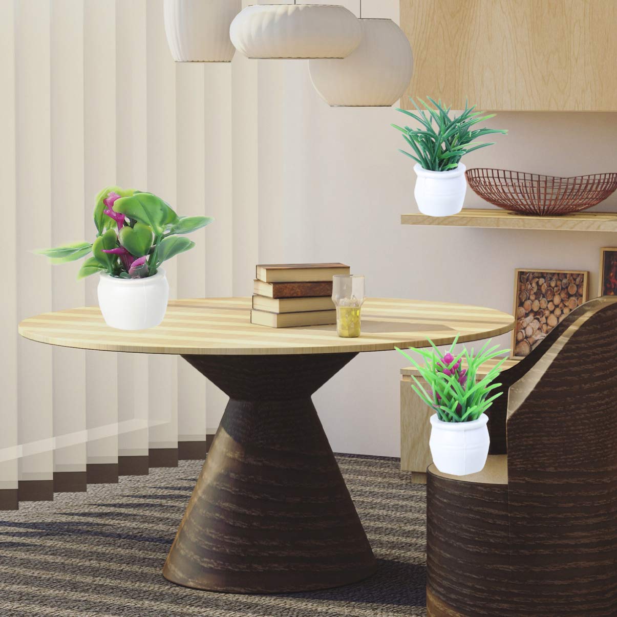 Mini Dollhouse Plants Set - 7 Pcs Tiny Fake Potted Bonsai & Flower Models for Kids Room Decor, DIY Crafts, and Fairy Garden Scenes | Realistic Miniature Greenery Ornaments for Children's Playhouse & Model Train Displays
