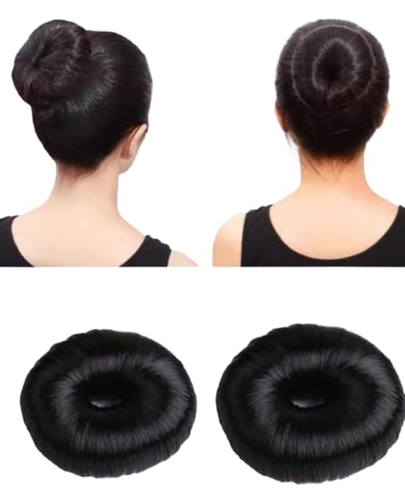 Miss Lirenn® 2-Piece Donut Bun Cushion Set - Wig Winder Hair Bun Maker for Women & Girls - 7cm Black Hair Styling Accessories - Perfect for Updos, Ponytails & Everyday Hairstyles