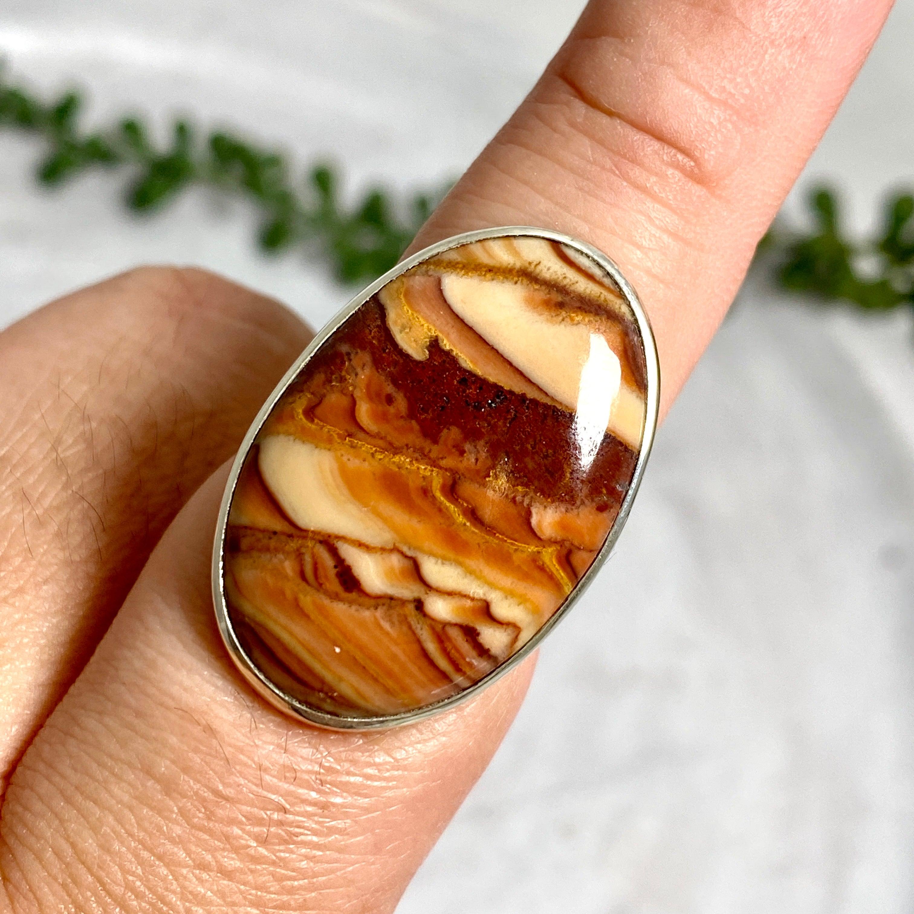 Dolomite Oval Ring Size 9 - KRGJ1686 | Elegant Gemstone Jewelry for Women, Perfect for Weddings, Parties & Special Occasions